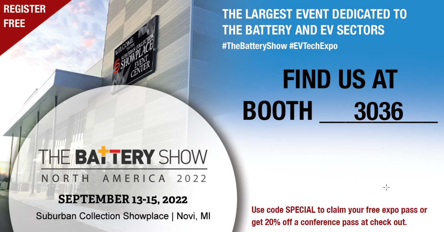 Battery Show North America 2022 banner
